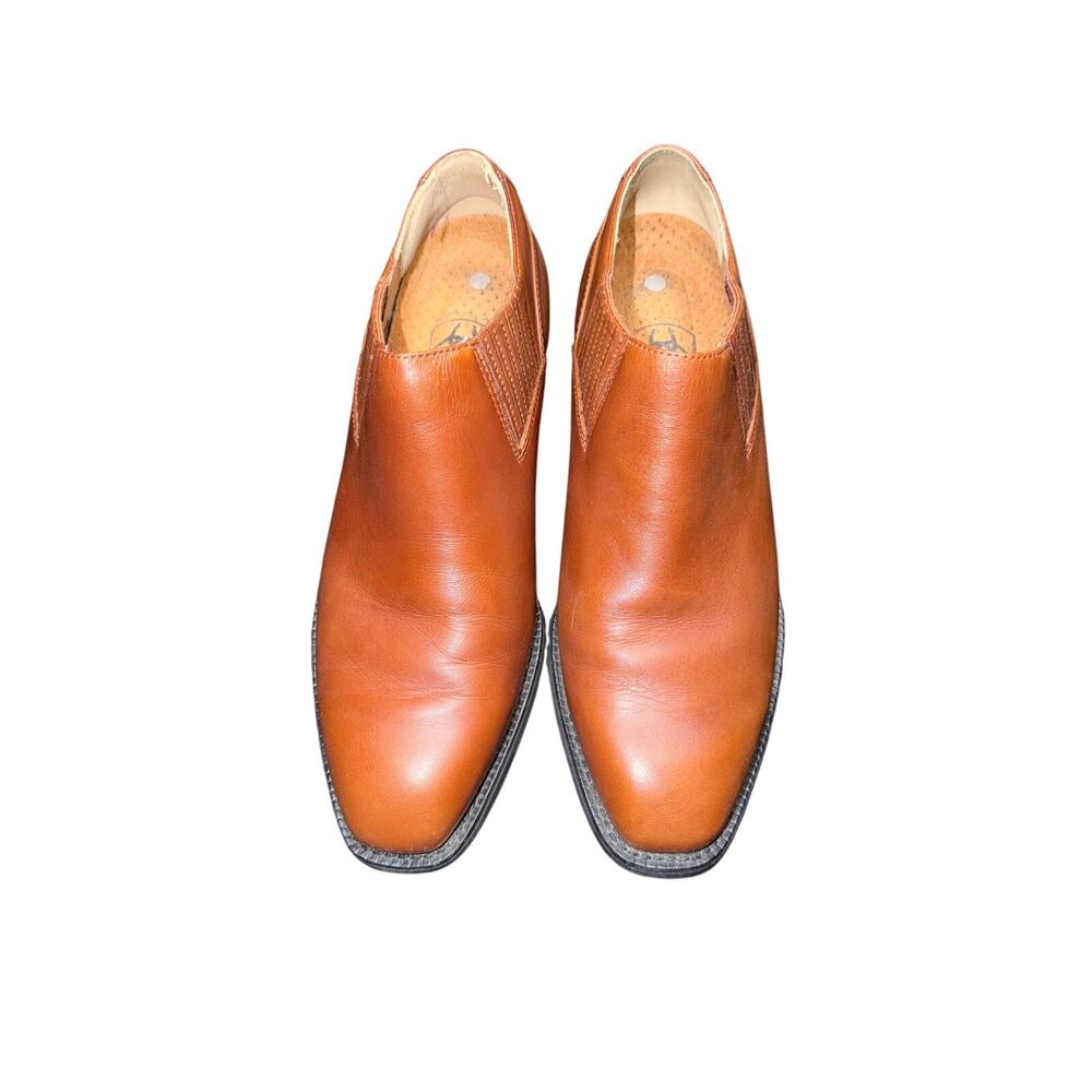 Ariat cognac tan leather heeled booties boots western size 9 comfort rodeo farm